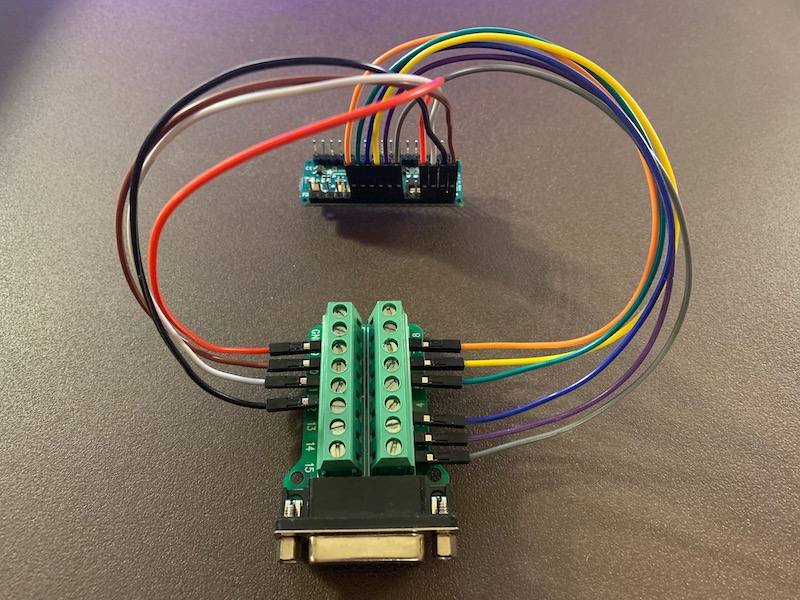 DB15 connector with breakout board and Arduino Micro